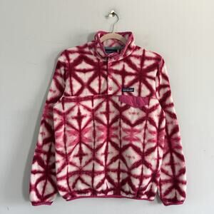 Patagonia Synchilla Snap-T Fleece Pink Diamond Dancer Tie Dye Pullover Jacket